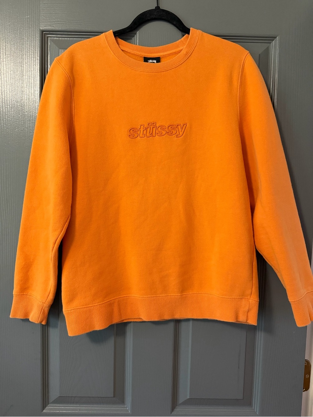 Stussy 3D Raise Applique Crew orange size small